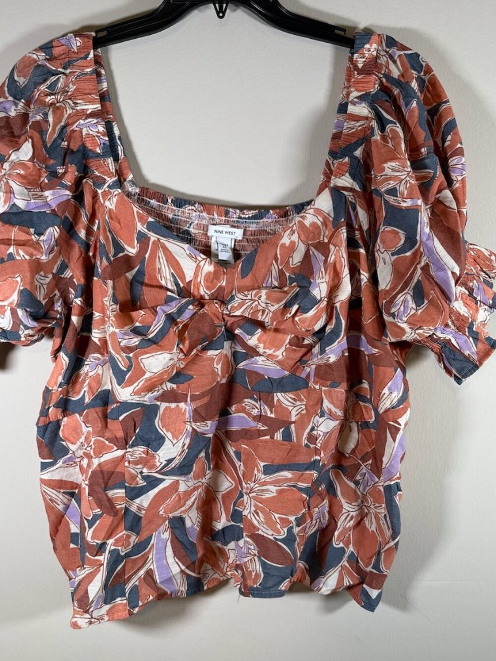 Nine West Floral Peasant Blouse 2X